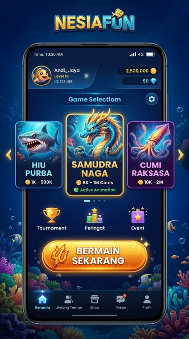 Cuplikan layar menu unduhan nesiafun untuk perangkat Android